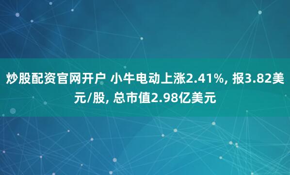 炒股配资官网开户 小牛电动上涨2.41%, 报3.82美元/股, 总市值2.98亿美元